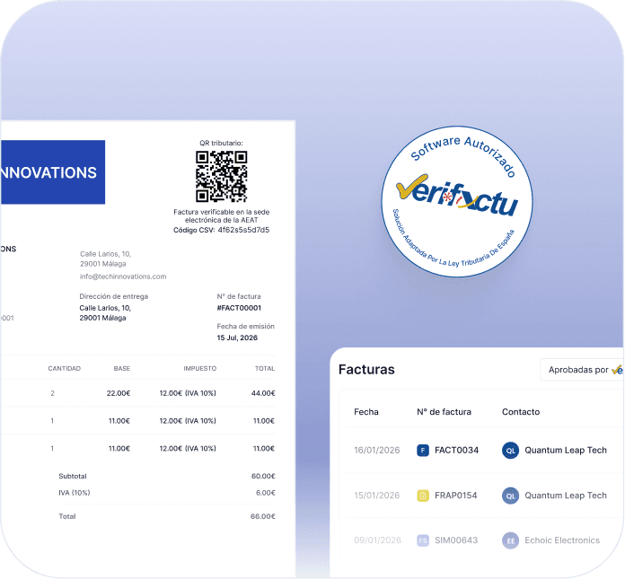 Interfaz de software de facturación mostrando la opción de personalizar facturas, con un ejemplo de factura que incluye el logo de una empresa.